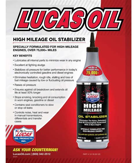 No nothing about the <b>Lucas</b> product. . Lucas pure synthetic oil stabilizer vs high mileage